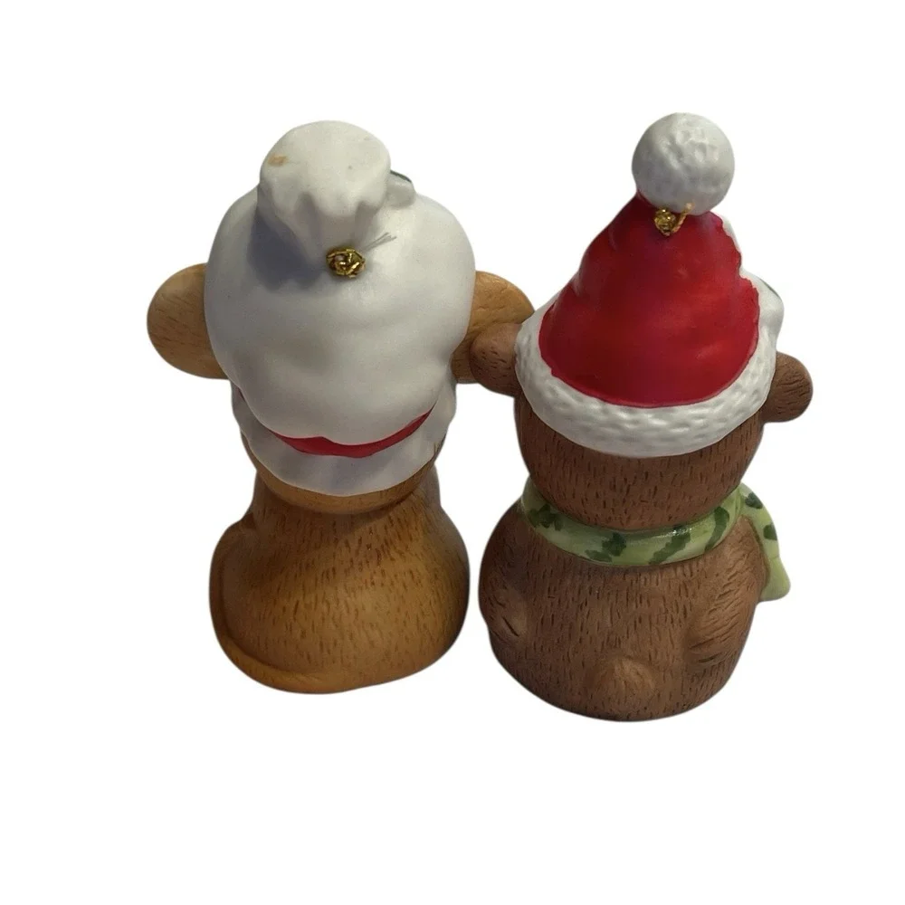 Vintage Lefton Mouse Bell Figurines Set Classic 80s Christmas Decor 80s Holidays